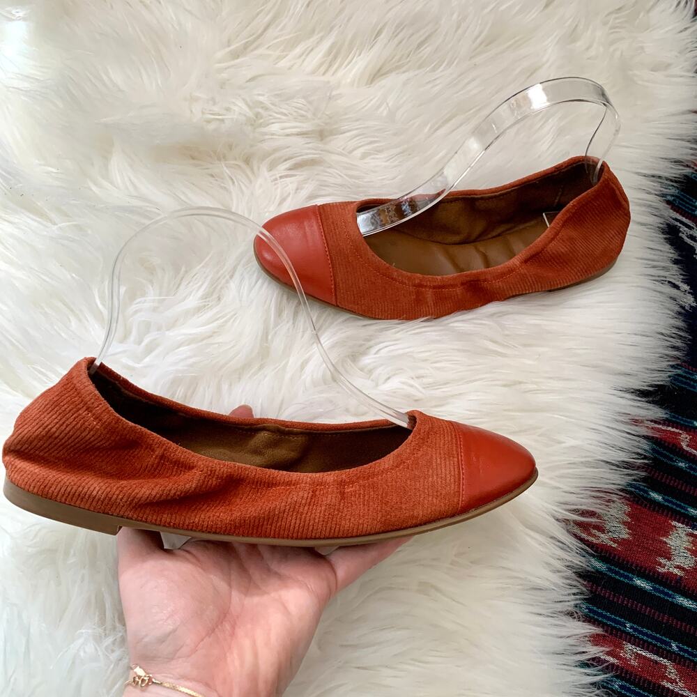 Aquatalia Orange Ballet Flats Cap Toe 8